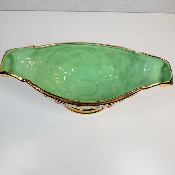 Vintage S A Leart Co‎ Elpa Alcobça Porcelain Serving Bowl 1930s Floral 24k Gold - Picture 14 of 14